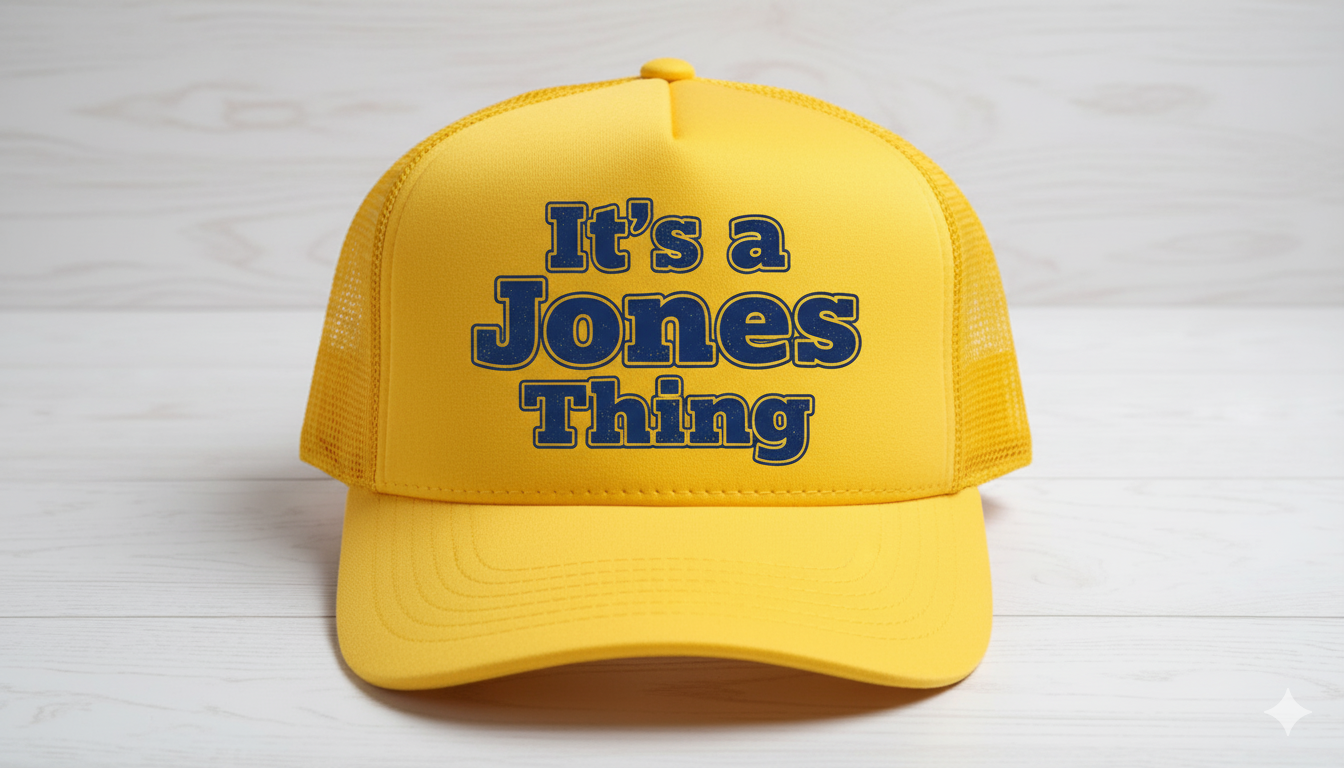 “It’s a Jones Thing” Trucker Hat – Bold, Bright, Unapologetically Us!